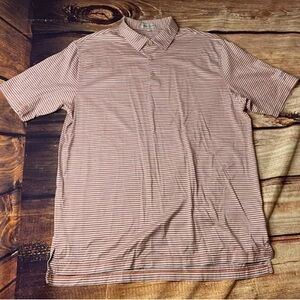 Peter Millar Polo Shirt Samon Pink Striped Short Sleeve Sz Xl Butte Creek Course